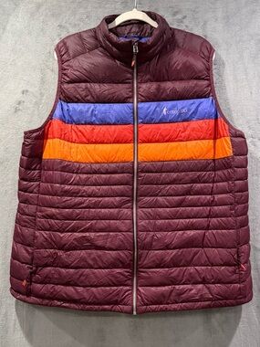 Cotopaxi Fuego Down Packable Womens Vest Size 3X Wine Stripes Color Way Outdoor